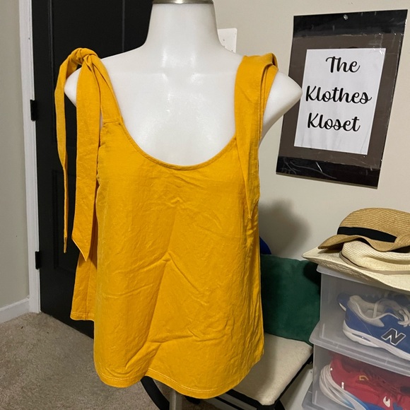 Vibrant Mustard Tank Top with Tie Straps - Picture 1 of 5